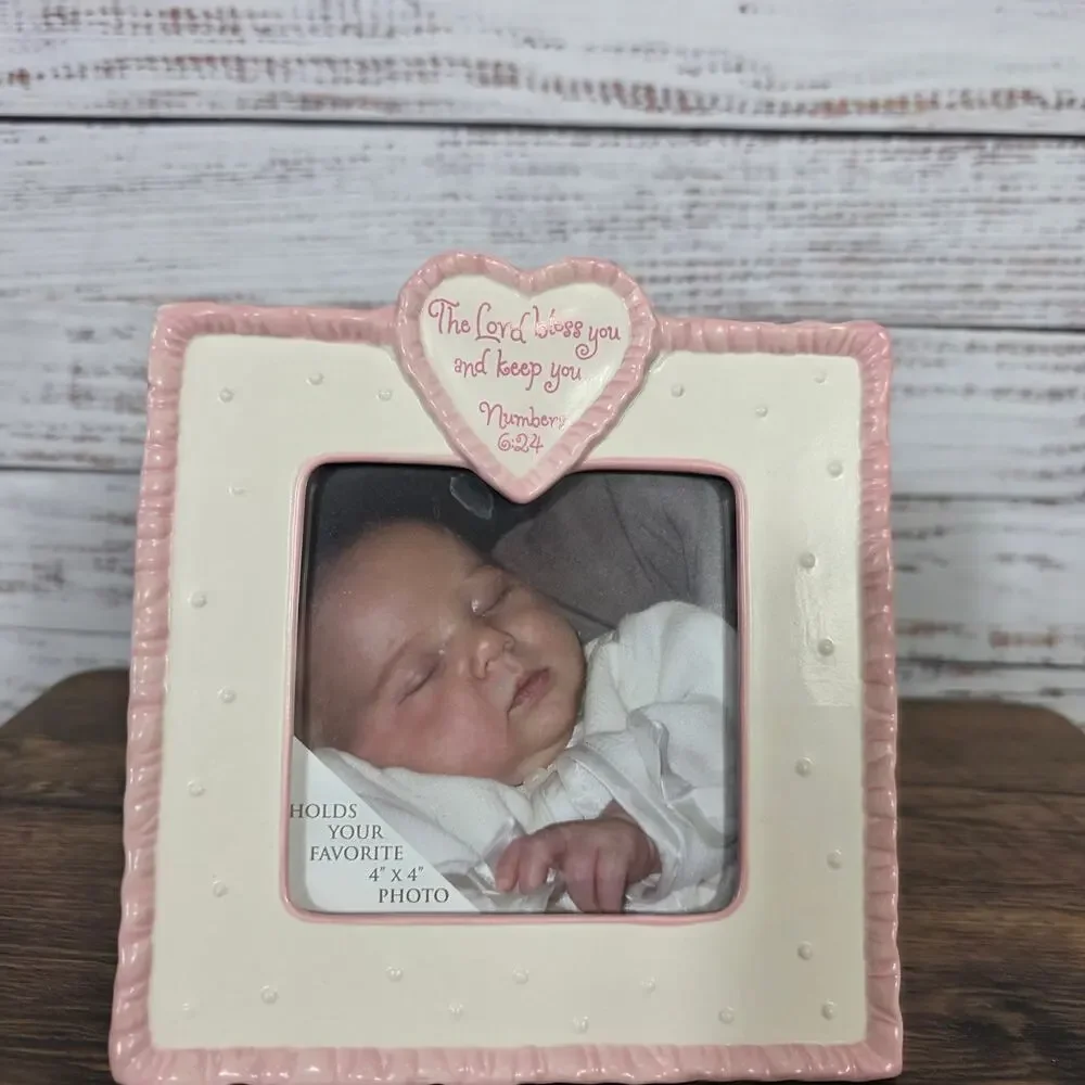 Baby Girl Pink Religious Photo Frame 4x4 